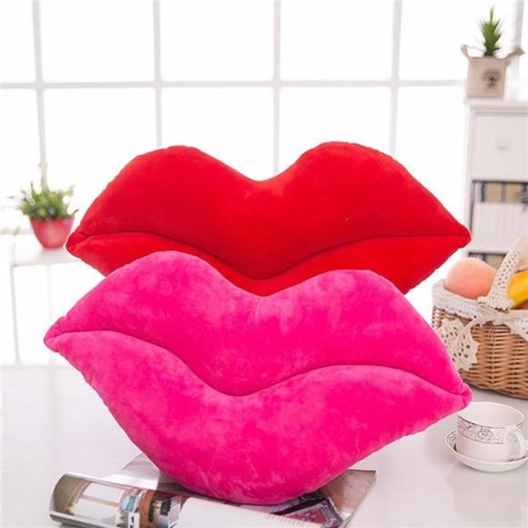 Hot Pink Lip Shape Throw Pillow Girls Valentine'sDay Gift Soft Velvet Decorative - Picture 6 of 6